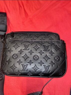 Louis Vuitton Black Embossed Monogram Messenger Bag